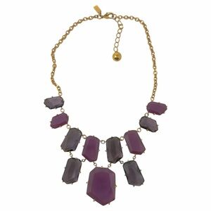Kate Spade Set In Stone Double Bib Statement Necklace Purple Magenta Chunky 16”